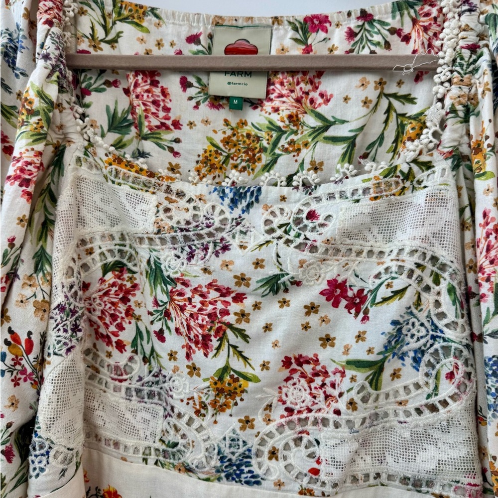 FARM Rio Cream Floral Mini Dress with Multicolor Print - Picture 6 of 7